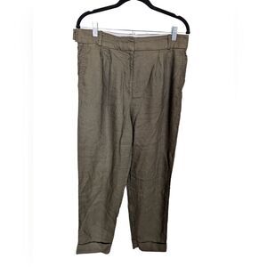 Reiss linen blend pants olive green sz 8